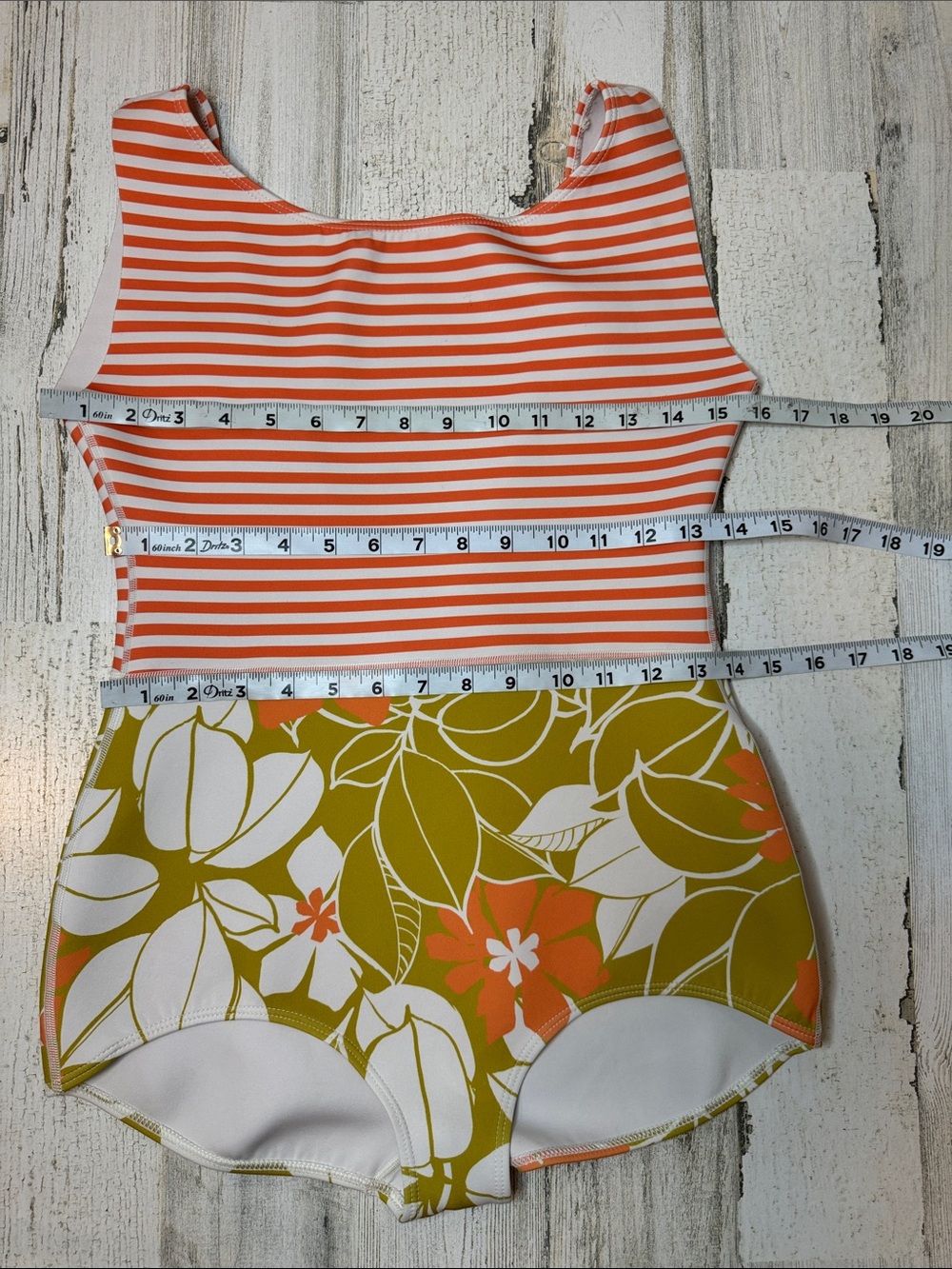Seea Lido One Piece Jani Print Orange White Stripe Floral Bottom Swimsuit L - Picture 8 of 15